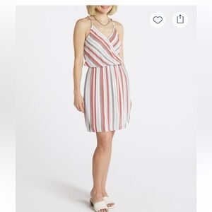 Market & Spruce Red and White Tiered Wrap Sundress size medium.